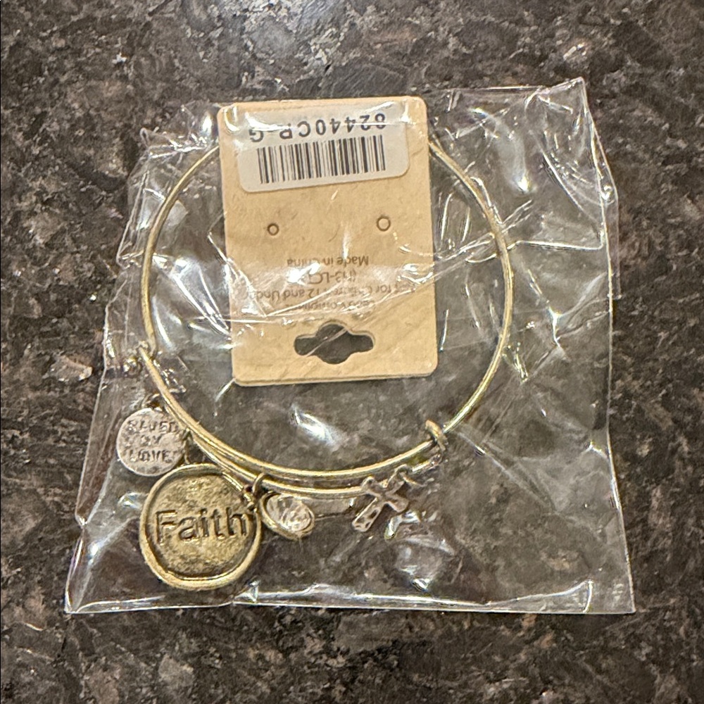 Gold and Silver Faith Charm Bracelet Saved by Love